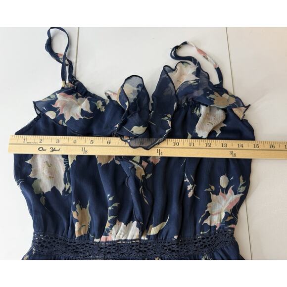 Abercrombie & Fitch Tiered Maxi Dress Womens S Navy Floral Cottagecore Feminine - Picture 7 of 9